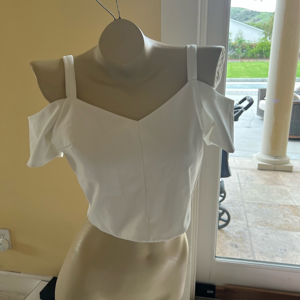 Top shop off the shoulder crop top with zipper back